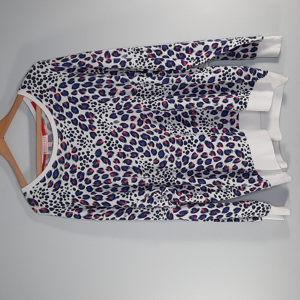 NWT P.J.SALVAGE WHITE/ RED/BLUE PRINT PAJAMA TOP SZ 1X